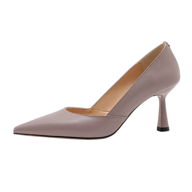 Slip-On Leather High Heels