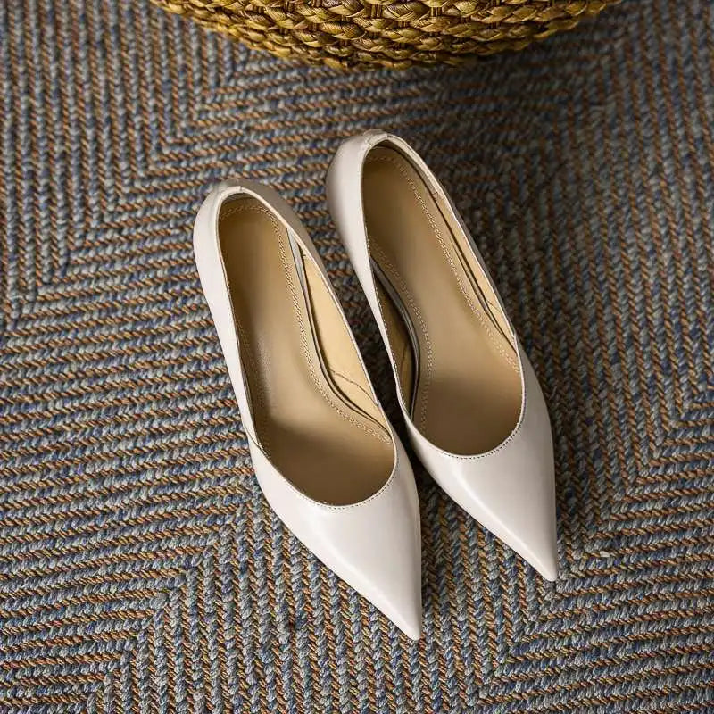 Slip-On Leather High Heels