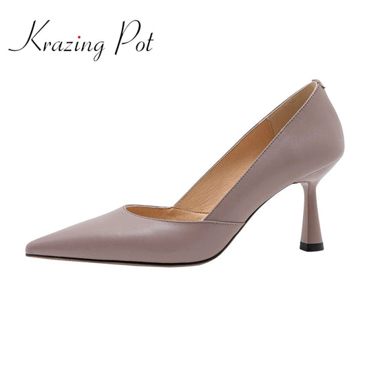 Slip-On Leather High Heels