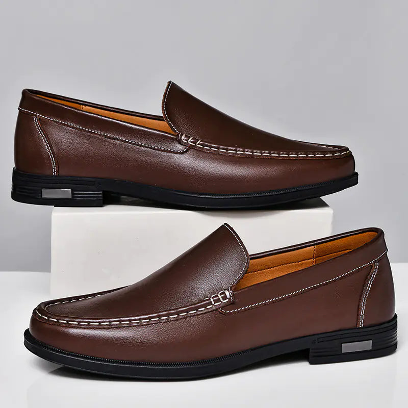 Genuine Leather Slip-On Loafers