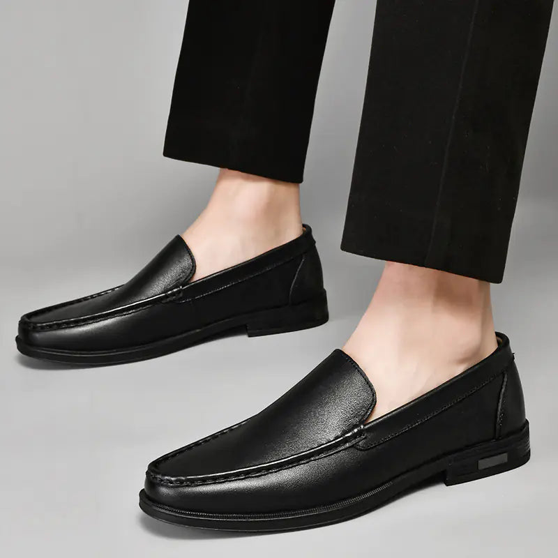 Genuine Leather Slip-On Loafers