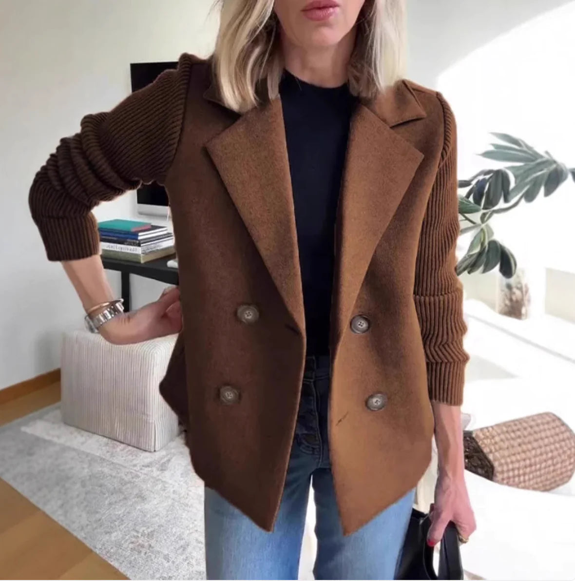 Casual Knit Blazer Coat