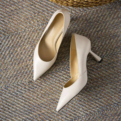 Slip-On Leather High Heels