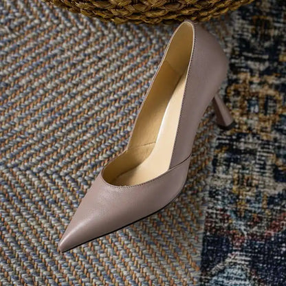 Slip-On Leather High Heels