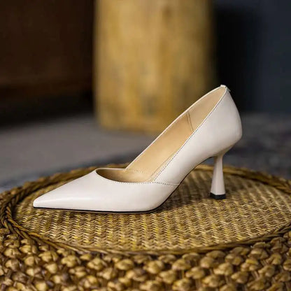 Slip-On Leather High Heels