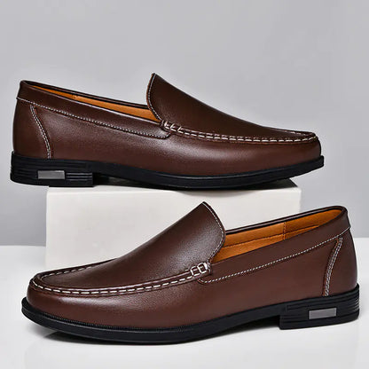 Genuine Leather Slip-On Loafers
